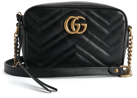 Gucci GG Marmont Camera Bag Matelasse Mini Black in Leather with ANTIQUE GOLDTONE - US