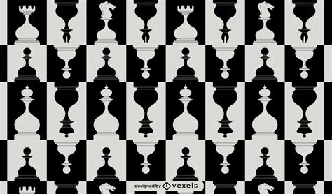 Chess Pieces Black And White Pattern Vector Download