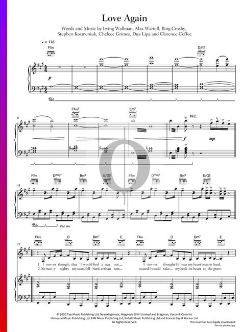 Love Again (Dua Lipa) Piano Sheet Music - OKTAV