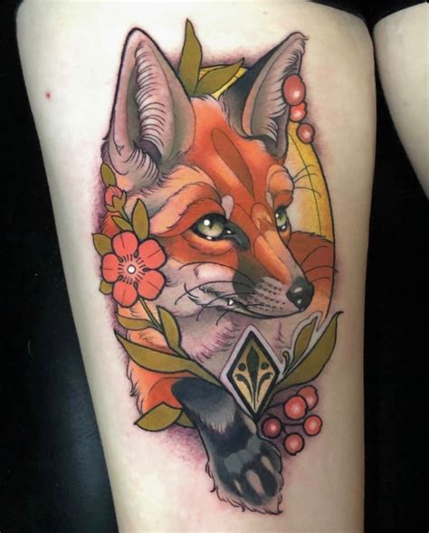 Neo Traditional Fox Tattoo