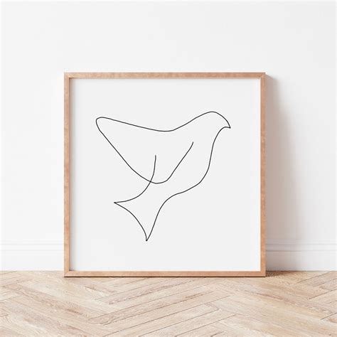 Dove Single Line Drawing , Minimalist Art Print , Printable Art ...