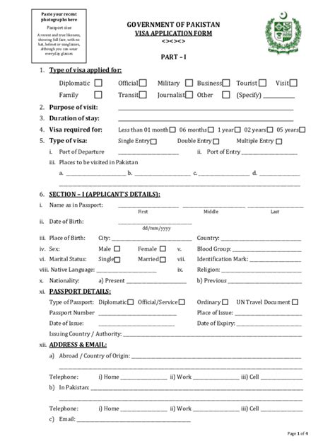 Visa application to pakistan