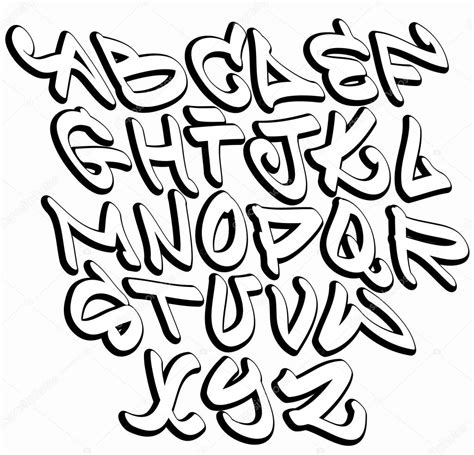 Graffiti font alphabet letters. Hip hop type grafitti design — Stock ...