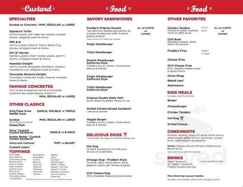 Freddy's Frozen Custard & Steakburgers menus in Owasso, Oklahoma, United States