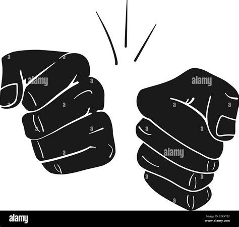 Two fists together for a fist bump gesture in vector silhouette illustration Stock Vector Image ...