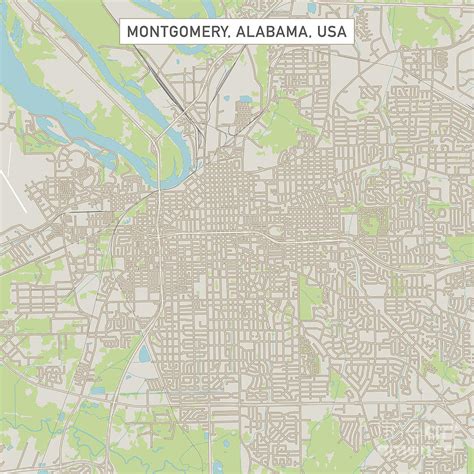 Montgomery Alabama US City Street Map Digital Art by Frank Ramspott - Fine Art America