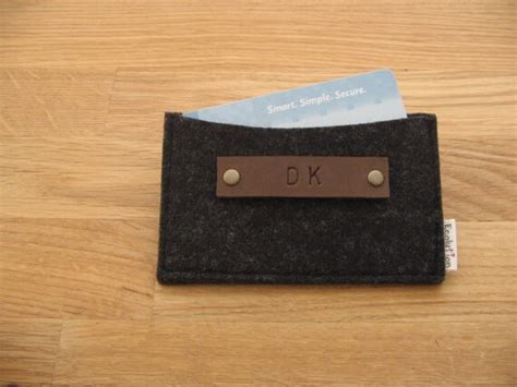 Monogrammed Business Card Holder-Wallet-Eco Friendly Wool felt