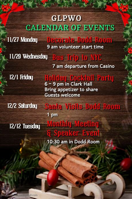 December Calendar of Events | PosterMyWall