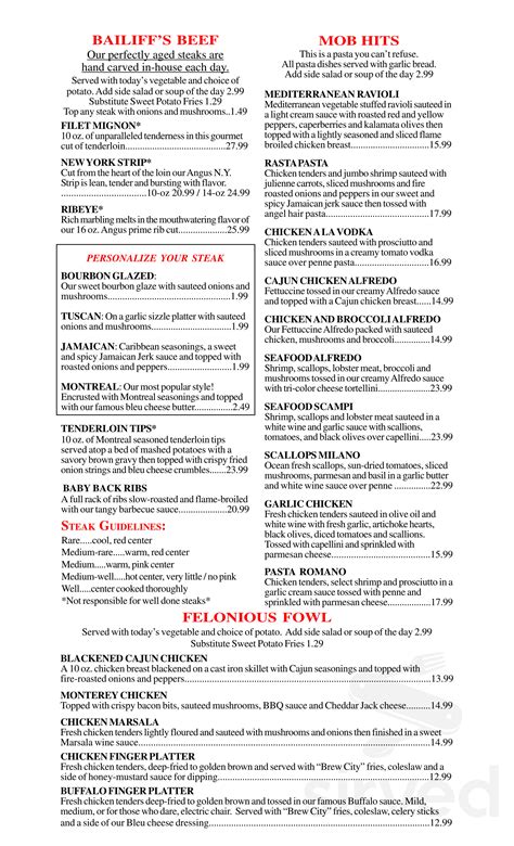 Courthouse Bar and Grille menus in Putnam, Connecticut, United States