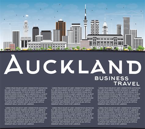 Auckland Skyline with Gray Buildings, Blue Sky and Copy Space. 7520476 Vector Art at Vecteezy