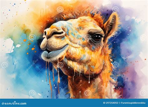 Watercolor Camel Watercolor Realistic Camel Desert Stock Illustration - Illustration of artist ...