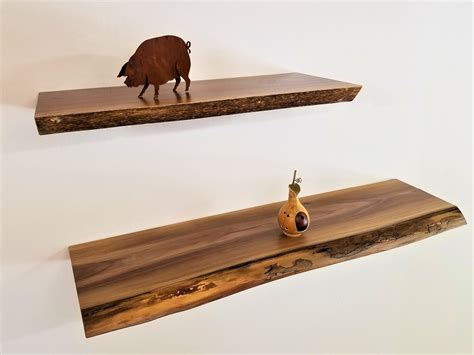 Solid Black Walnut Live-Edge Floating Shelf Kit | Treasured Country Gifts