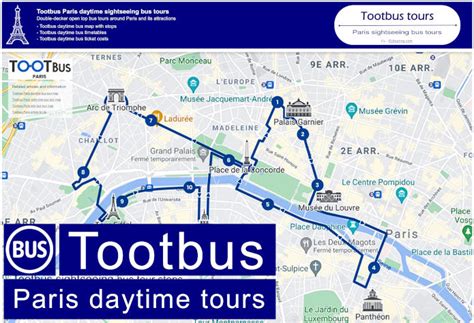 Tootbus Paris sightseeing bus tour maps