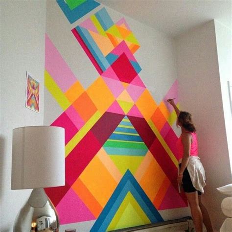 Graphic wall art mural bright colorful | Wall paint designs, Interior design inspiration, Wall ...