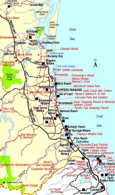 Gold Coast Tourist Attractions Map - Tourist Destination in the world