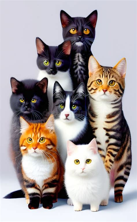 Cat s group portrait stock illustration. Illustration of cute - 270447759