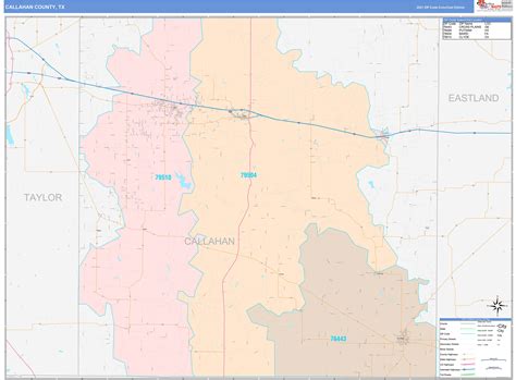 Callahan County, TX Wall Map Color Cast Style by MarketMAPS - MapSales.com