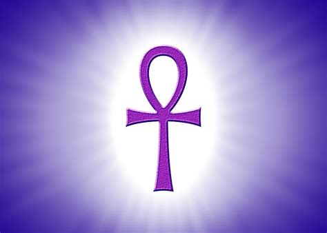 Ankh Hieroglyph With Light Rays On Purple Background Digital Art by Peter Hermes Furian - Fine ...