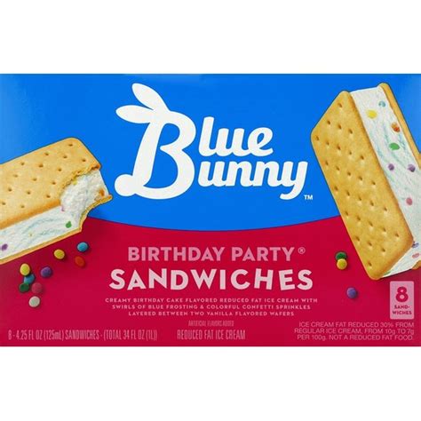 Blue Bunny Birthday Party Ice Cream Sandwiches (4.25 fl oz) - Instacart