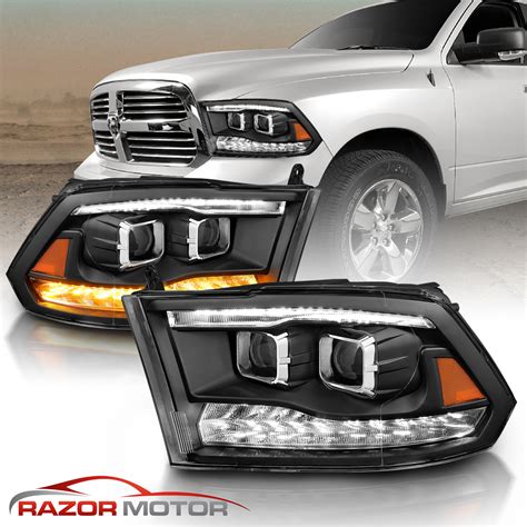 For 2009-2018 Dodge Ram 1500 2500 3500 Black LED Bar Dual Projector ...