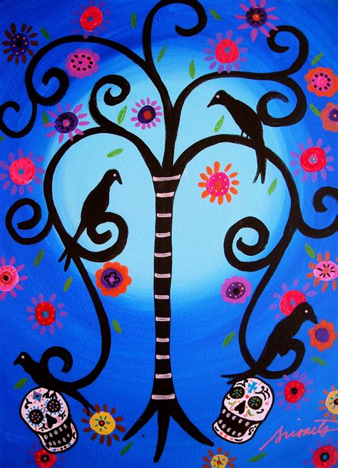 Gallery of Modern Folk Artist Pristine Cartera-Turkus: MEXICAN FOLK ART DIA DE LOS MUERTOS PAINTING