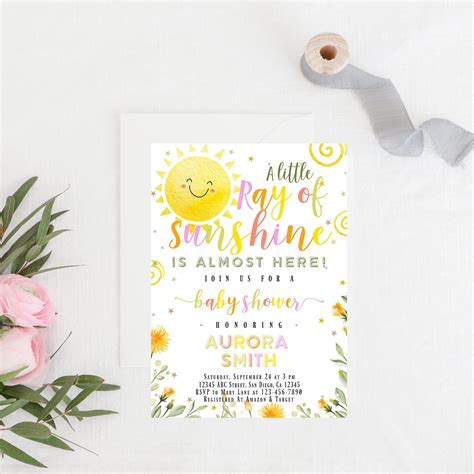 Editable Sun Baby Shower Invitation PRINTABLE Little Ray - Etsy