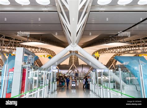 Japan, Osaka, Kansai airport, KIX. Interior of terminal one building ...