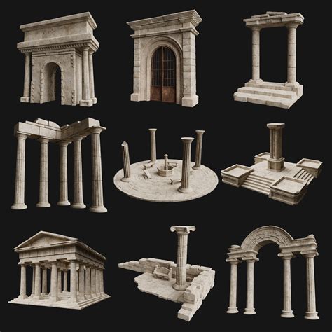 ArtStation - ANCIENT RUIN GREEK ROMAN TEMPLE MONUMENT STATUE COLUMN ...