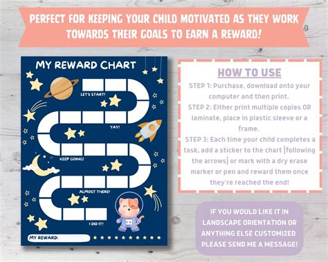 Printable Kids Reward Chart Cat Astronaut Planet Rocket Star - Etsy Canada