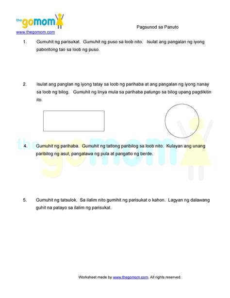 Pagsunod-sa-Panuto - note to dictate - Pagsunod sa Panuto thegomom Worksheet made by thegomom ...