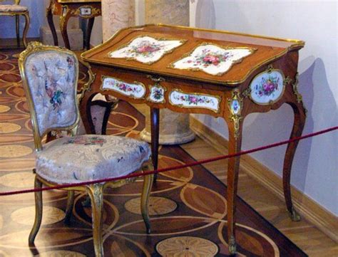 The desk and chair of Empress Catherine the Great at the Winter Palace, now the Hermitage Museum ...