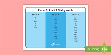 Phase 2 3 and 4 Tricky Words Word Mat - Phase 2 to 5 Tricky Words Word Mat