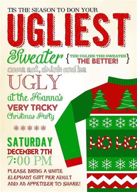 Ugly Sweater Invitation Template - Printable Word Searches