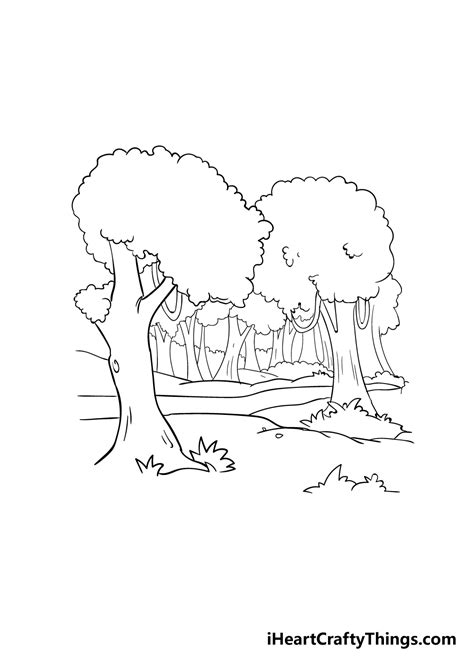 Forest Drawing - How To Draw A Forest Step By Step