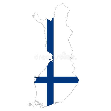 Finland Map Outline with National Flag Stock Vector - Illustration of ...