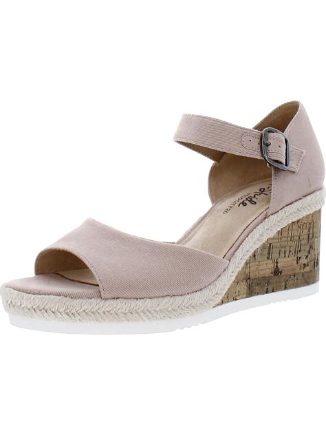 LifeStride Womens Go For It Buckle Canvas Wedge Heels - Walmart.com