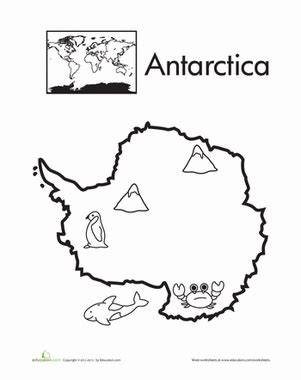 Color the continents antarctica worksheet education com – Artofit