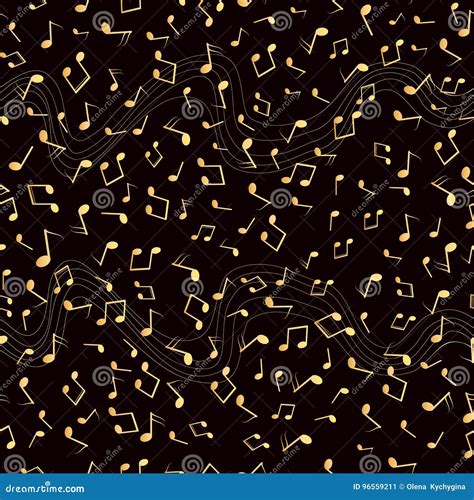 Gold Musical Notes Seamless Pattern Stock Illustration - Illustration ...