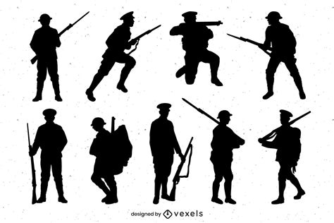 WWI Military Silhouette Set Vector Download