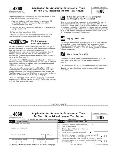 Form 4868-Application for Automatic Extension of Time