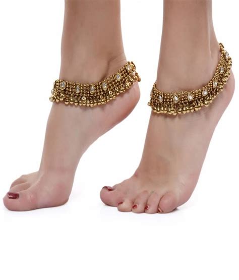 Buy OXIDISED ANTIQUE GOLD PAYAL ANKLET PAIR Online