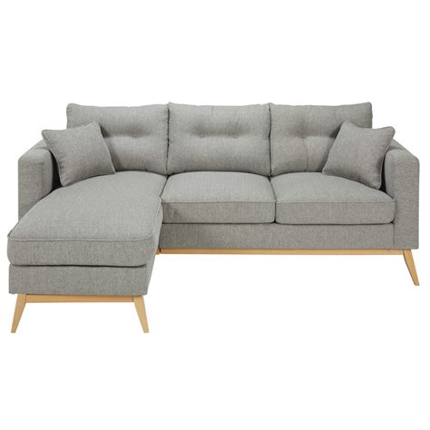 Scandinavian 4/5-Seater Light Grey Fabric Modular Corner Sofa Brooke ...