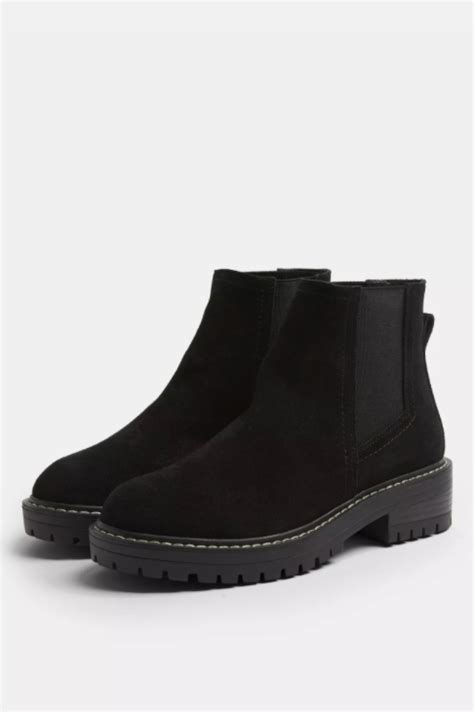 Topshop + Black Suede Chelsea Boots