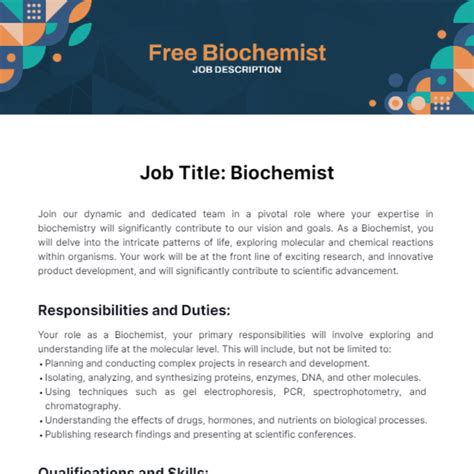 Free Biochemist Job Description Template - Edit Online & Download | Template.net