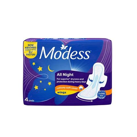 Buy Modess Sanitary Pads All Night Cottony Soft With Wings 4s Online ...