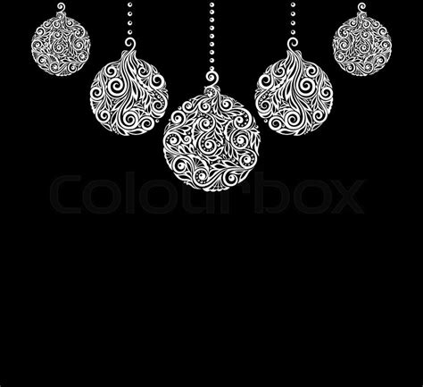 Beautiful monochrome Black and White Christmas background with Christmas balls Hanging . Great ...