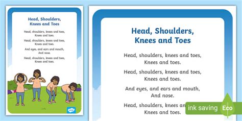 Head, Shoulders, Knees and Toes Nursery Rhyme Poster