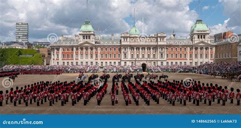 Wide Angle View of the Trooping the Colour Military Parade at Horse Guards Parade, London UK ...