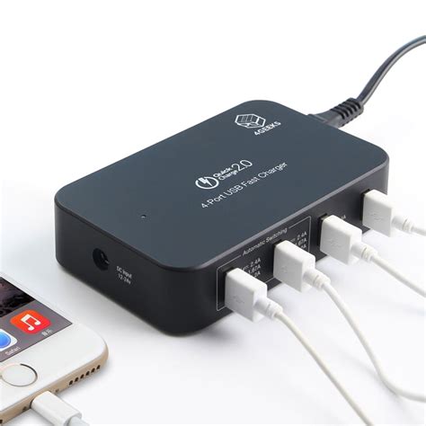 58W 4-Port Fast Charging USB Hub Charger + Quick Charge 2.0