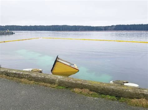 Sunken barge refloated only to sink again at Port McNeill - Victoria ...